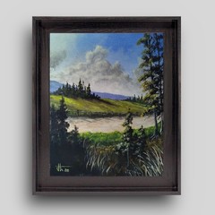 JOHN ART STUDIO Mountain Foothills 14×11 Original Expressionism Art 0029