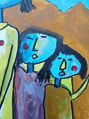 Abstract/Impressionism 11×14 Family Three colorful Handmade Street Art Painting