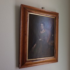 Superb 1854 American School Portrait Young Lady Green Dress Signed 19th Century