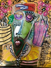 Painting Fantasy Large Pink Yellow Green Kid’s Children’s Artwork Art Framed USA