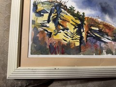 Elnora „Nora“ Hauser (1922 – 2012) „Landscape Scene“ Watercolor Painting- Framed