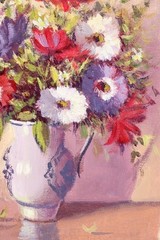 Francisco Javier Torregassa „Anemone“ Oil Painting Autograph H 19.6 x W 16.1 in