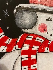 9 x 12 Framed Acrylic Painting on Canvas Board…“ Snowman and Cardinal“