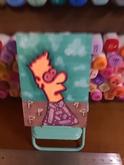 Original Painting Mini Golf Bart Bong Aceo Art Card Fun Games Golfing Markers MG
