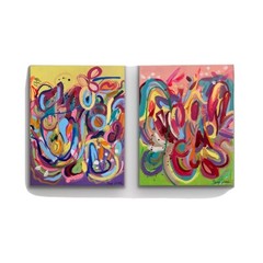 Canvas Set: Yin And Yang ~ Original Sold.Colorful Abstract Painting. 11×14 Inch.