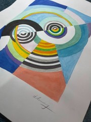 ROBERT DELAUNAY (15.7x 11.8 in) painting on old paper signed stamped