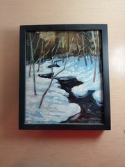 2014 Original Oil On Wood Veneer – Jalsop – Stream In Winter – 11″x13″ Framed