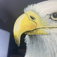 American Bald Eagle Portrait Painting Original Art Allen Herres Saw Blade 18″