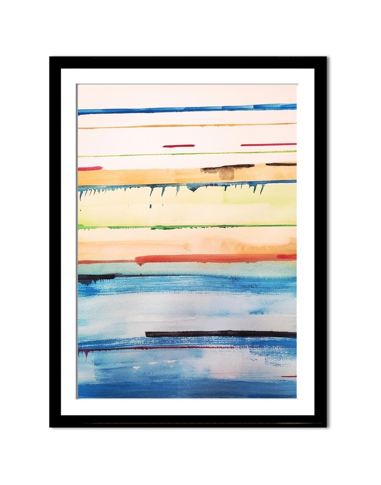 Original Abstract 11×14 Painting On Heavy paper Watercolor Lines Modern Art