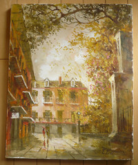 EDMUND BLOUIN, PIRATES ALLEY NEW ORLEANS LA Vintage OIL STREET SCENE FOLK MODERN