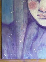 Purple And Blue Jester Fantasy Painting On 11×14 Canvas Board