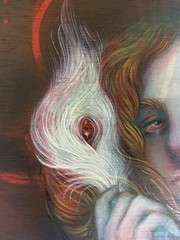 Star Thrower by Lara Dann Signed Framed 16×20 Wood Panel Painting
