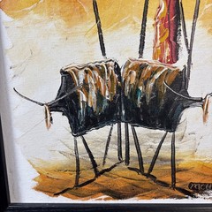 Original Signed Painting Gregory Mchopa, Tanzania, Oil On Canvas, Masai Herder