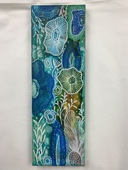 Gallery Price $300 4”x12” Hand Painted Alcohol Ink Painting Abstract Art