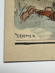 ANTIQUE ART DECO PAINTING ILLUSTRATION JOSEPH KRAEMER LISTED MOUNTAIN VIEW MEN