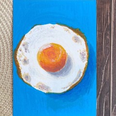 ACEO Original Painting Food Egg PRINT Acrylic Painting by Clarrissia