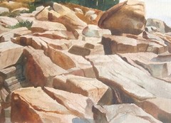 BUCKS COUNTY Pennsylvania PAFA Artist MAINE COAST W/C Painting ~ RONALD E. HOWER