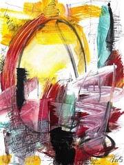 SAMATOWIC Arch 12×16 Abstract Expressionism Colorful Signed Original Art 595