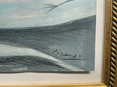 Picasso Pablo Original Painting Figure Nude Art Woman Reclining Blue Signed X22