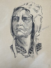 ANTIQUE ILLUSTRATION ART FOR AN ADVENTURE AT SEA CAST PORTRAIT ART DECO DRAWING