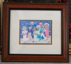 FRAMED SIGNED DE LA CERDA BUSEMI WATERCOLOR PEN CUBAN ART LA COMPARSA & CARNAVAL