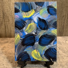 Original 5″ X 7″ Abstract Acrylic Painting On Canvas Panel With Easel