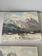 Lot Of 2 Vtg Signed M. Sammet Oil on Canvas Paintings Grainau Germany Zugspitze