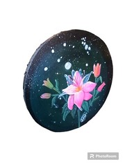 New 12 inch Acrylic Fantasy Painting of Pink Lillies by LUMLifeArt