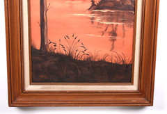 Sunset Bayou Painting Ducks Flying Pond Oil Painting On Canvas Signed Hower?
