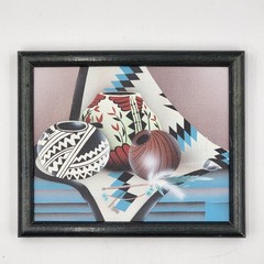 Woodville Southwest Pottery Oil Painting 12×9 Native American Still Life