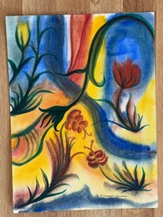 ALICE GUZMAN ORIGINAL WATERCOLOR PAINTING 15″ X 11″ NEW MEXICO ARTIST 1980’S