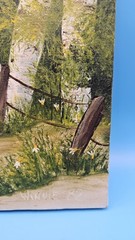 Original Signed Landscape Painting Burchwood Trees Hiking Trail Canvas Art 1982
