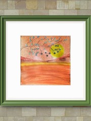 Desert Tree Blooms Contemporary Expressionist Original 12×12 Watercolor Signed