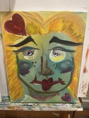 BLESSED#869 Church Lady 11×14 Canvas Original Art Abstract Neo Expressionism