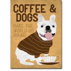 Coffee and Dogs by Oliphant Gallery-Wrapped Canvas Giclee Art, 16 in x 12 in