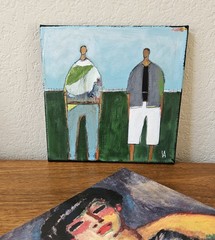 Painting Original Abstract People Portrait Man Men Whimsical 10×10 Art