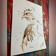 Chicken Original Painting coffee art farm bird home decor artwork Artettina USA