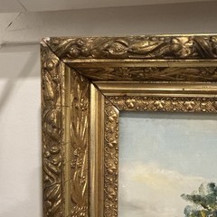 Antique Framed Nature Scene Blues And Greens