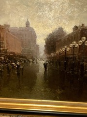 Signed 1993 Russian Moscow Oil On Canvas Painting Dusk Street Scene 27.5×20