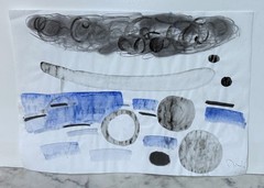 FRENCH ARTIST THIERRY DIERS – SIGNED AND DATED WATERCOLOR ABSTRACT PAINTING