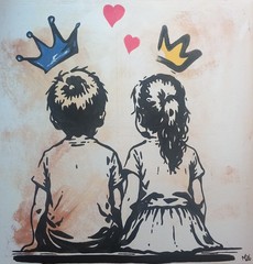 Original street art painting urban art canvas in Banksy style unique hand painted