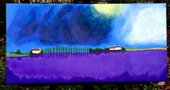 TUSCANY LAVENDER FARM 12 x 24 in. original Impressionist landscape on canvas