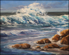 Jeff Love Art Large Original Oil Painting Ocean Waves Beach Seascape
