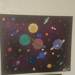 Robin Blackburn Original Signed Acrylic Painting Canvas Outer Space Planets Art