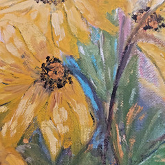 Vintage Original Painting on Canvas Sunflowers Framed Still Life Frances Wesley