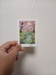 ACEO Art Card Original Watercolor Landscape Painting Signed By Artist