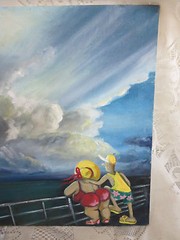 Painting Humorous Couple Gazing at Ocean by Bridgeman