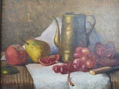Antique Still Life California Isadora Ressler 1862-1947 Fruit Oil Painting