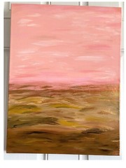 Original Acrylic Abstract Painting – Peach & Gold Landscape – 18 x 24 Inches