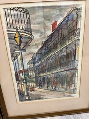 Pair Vintage Franz Weiss Watercolor Signed Royal Street Vieux Carre New Orleans